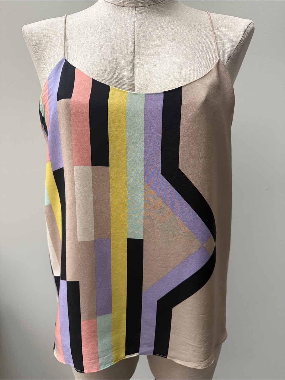 TIBI arizona silk tank camisole Multi Stripe 10